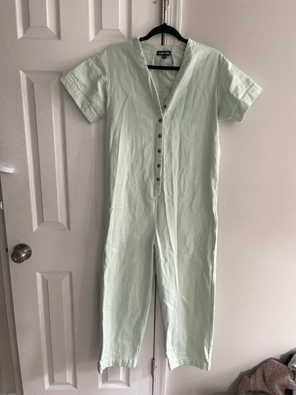Ilana Kohn Henry Coveralls Mint Green Cotton Short Sleeve Jumpsuit Boilersuit XS